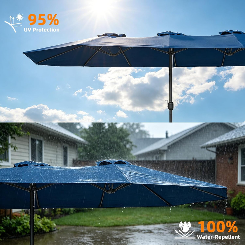 15ft Double-sided Umbrella Replacement Canopy Cover,12 ribs Large Triple Parasol gallery