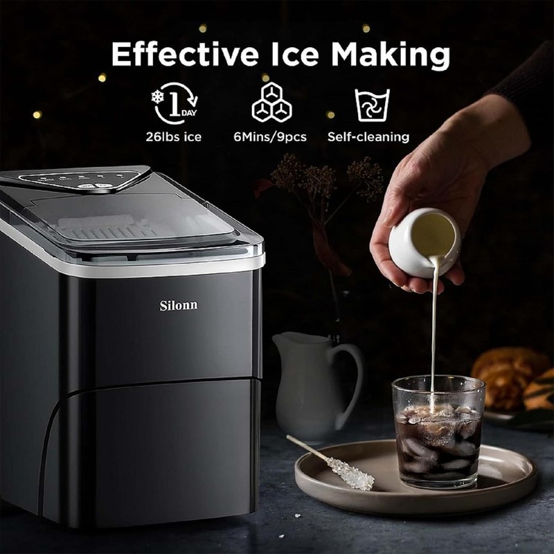 Silonn Portable Ice Maker Machine Countertop 26 lbs Self-Cleaning 2 Sizes Bullet gallery