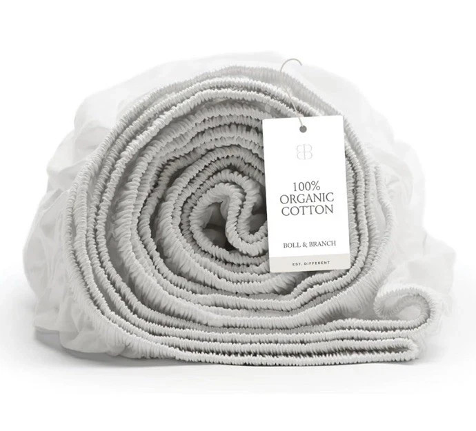 Boll & Branch Signature Hemmed Fitted Bed Sheet TWIN White 100% Organic Cotton gallery