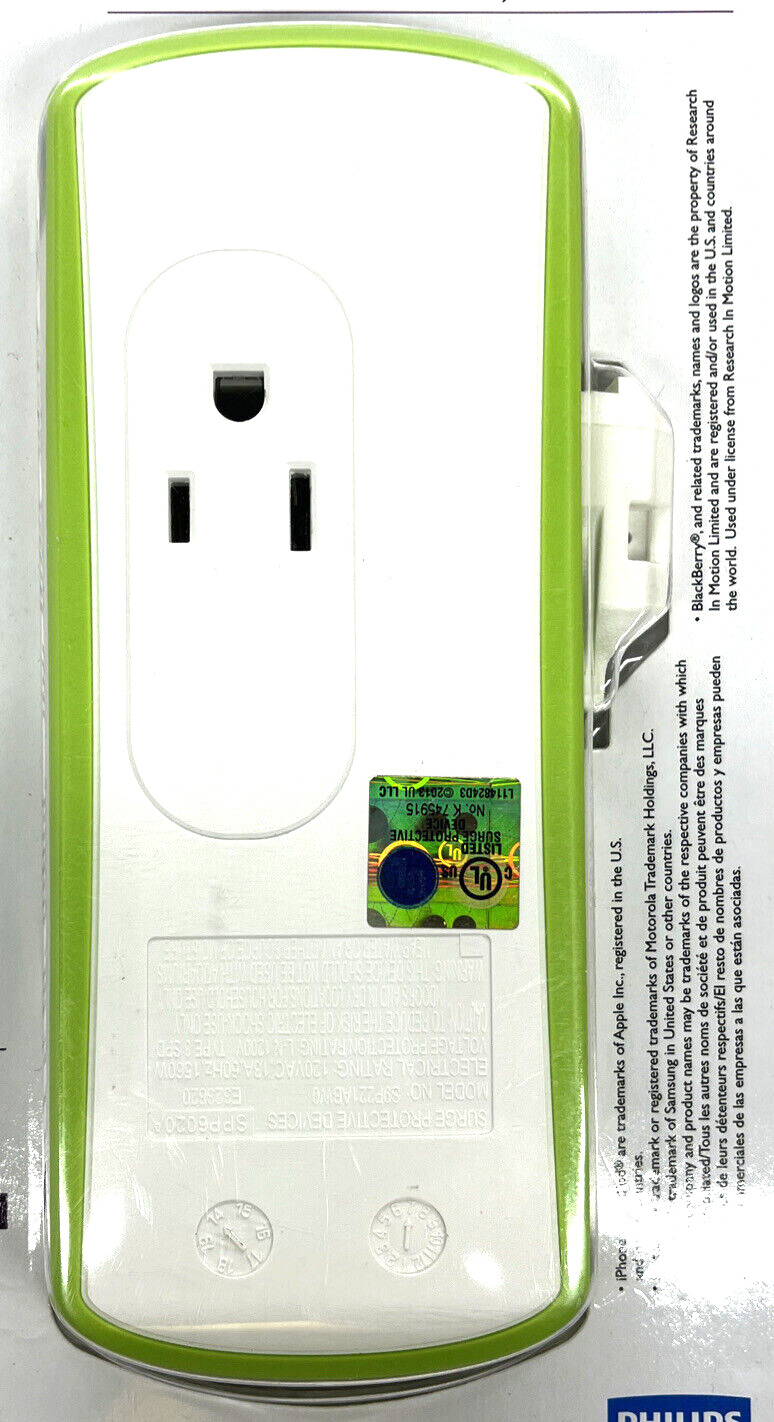 New PHILIPS Protected 2 AC Outlets/2 USB Charging 1A/2.1A- 120V/13A/1560W gallery