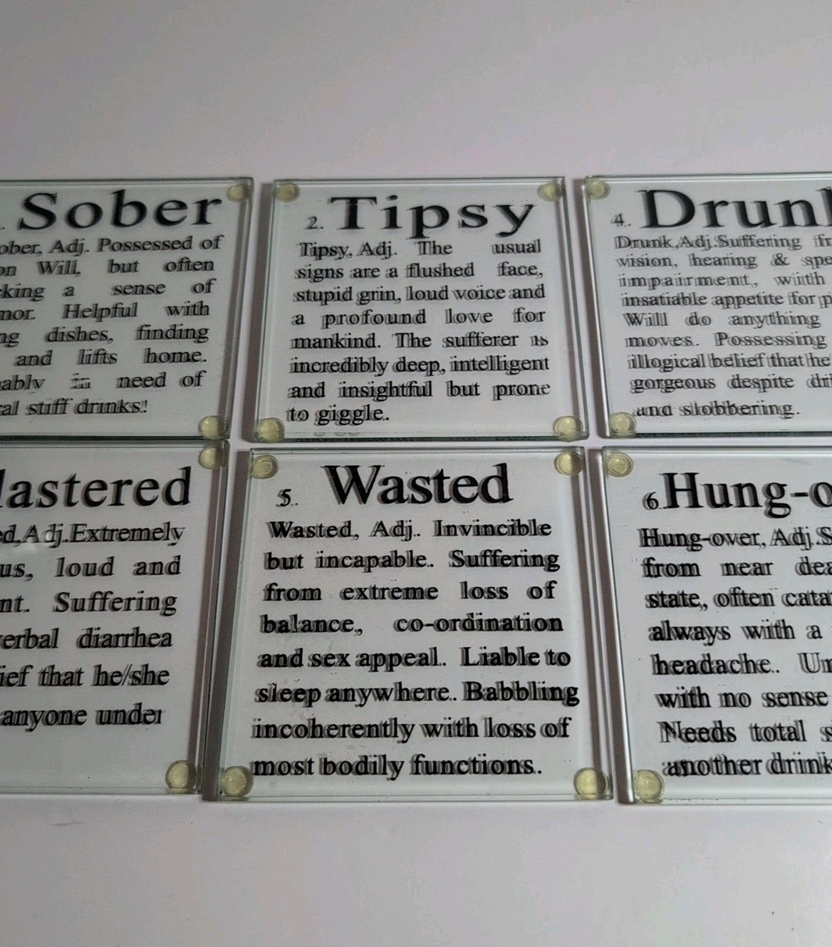 THE STAGES OF DRINKING GLASS FUNNY STACKABLE BAR COASTER SET (6) gallery