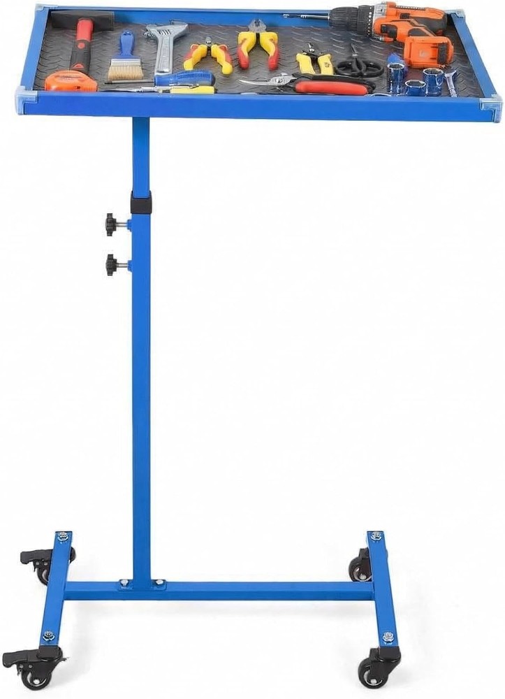 Mobile Mechanic Work Table,220lb Capacity Height Adjustable Steel Cart Tool Tray