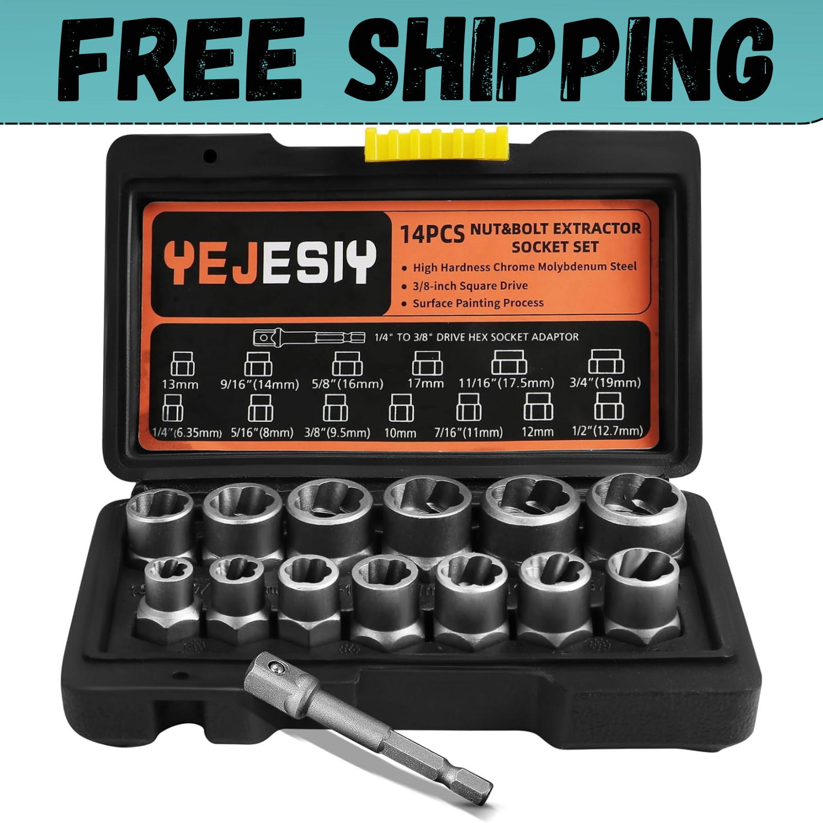 Bolt Extractor Set 14-Piece Stripped Bolt Extractor Socket Set with Storage Case gallery
