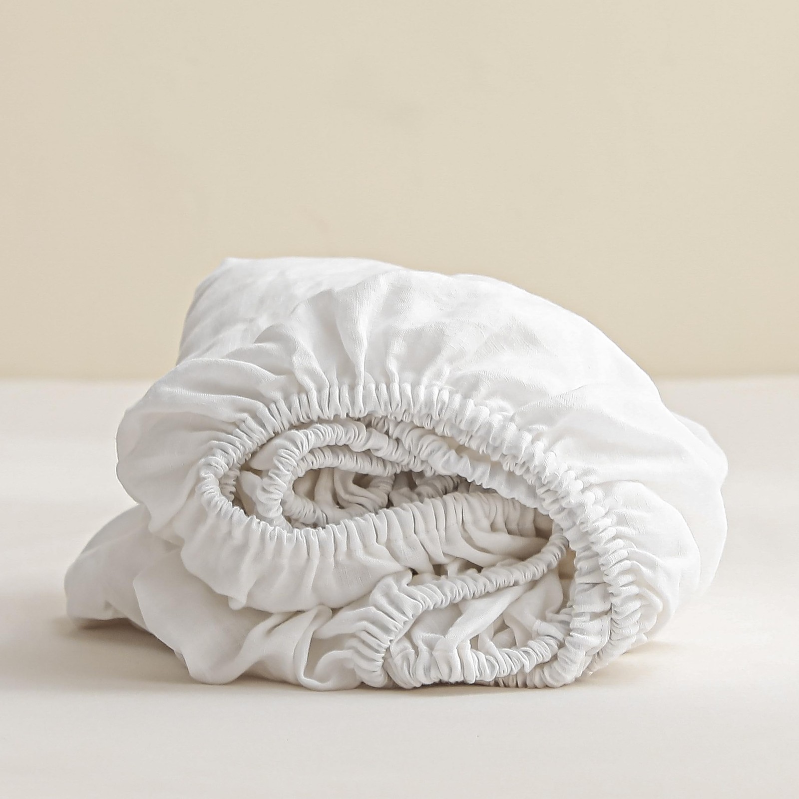 100% Linen Fitted Sheet - Organic Deep Pocket Bed Sheets for 16" Queen White gallery