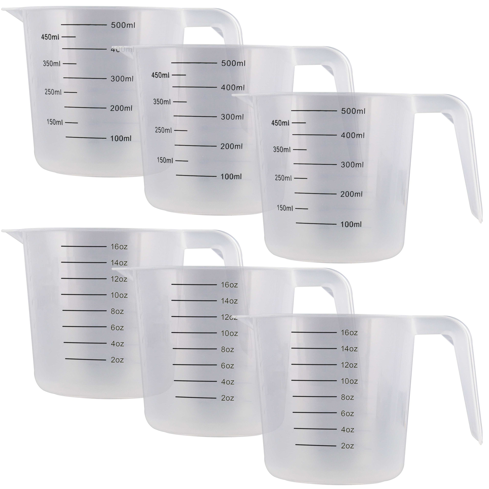 6 - 16 oz (500 ml) Plastic Graduated Measuring Cups, Kitchen Measure Mix Ounces gallery