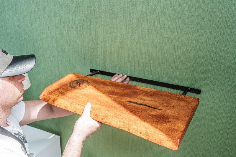 Rustic Walnut Floating Shelf, Live Edge Wood, Custom Sizes 30,60,80 100 cm gallery