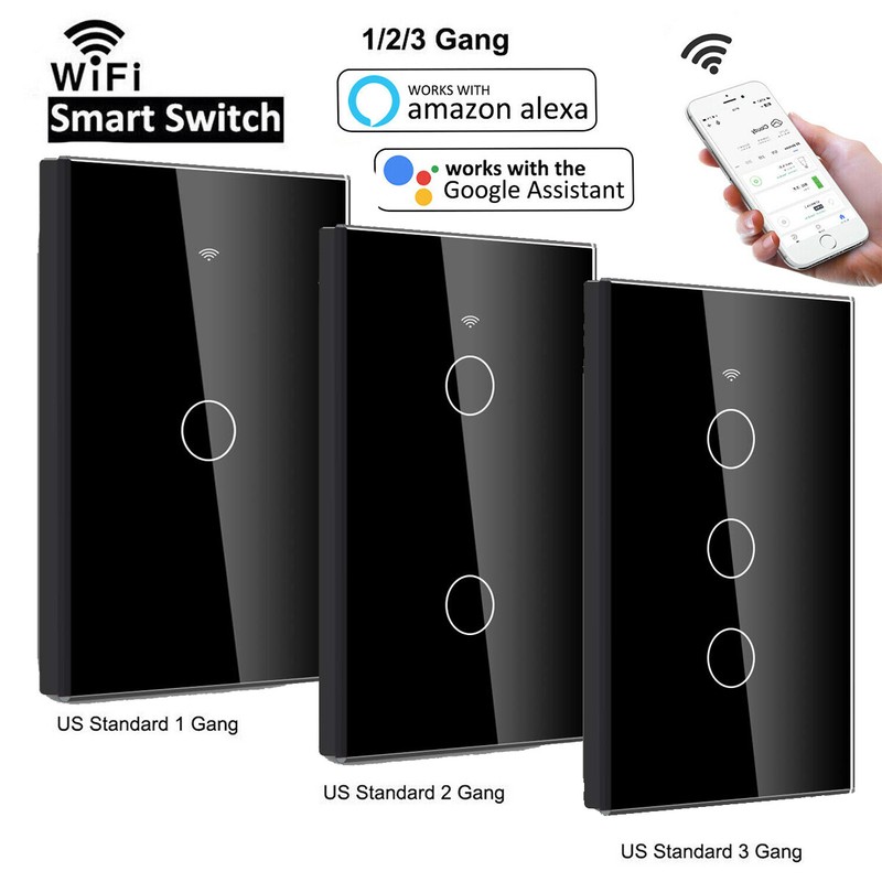 1/2/3 Gang Smart WiFi Light Switch Touch Panel IFTTT Amazon Alexa Google Home US gallery