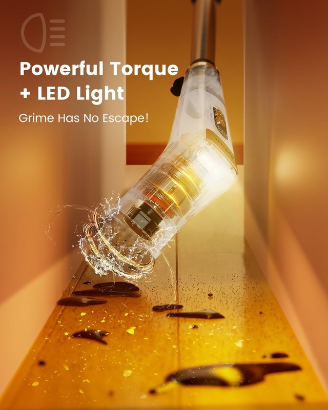 Antime 电动旋转刷，带 LED 灯，IPX8 防水清洁刷，带 LCD 显示屏，5 个可更换刷头，带 25kg 扭矩的淋浴刷，浴室、厨房 90 分钟续航 gallery