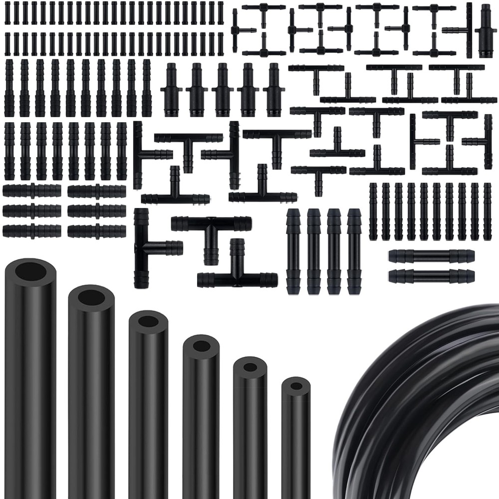 Multipurpose Vacuum Line Kit, 5Ft 6PCS 5 feet x 1/8 inch to 3/8 inch, 119PCS