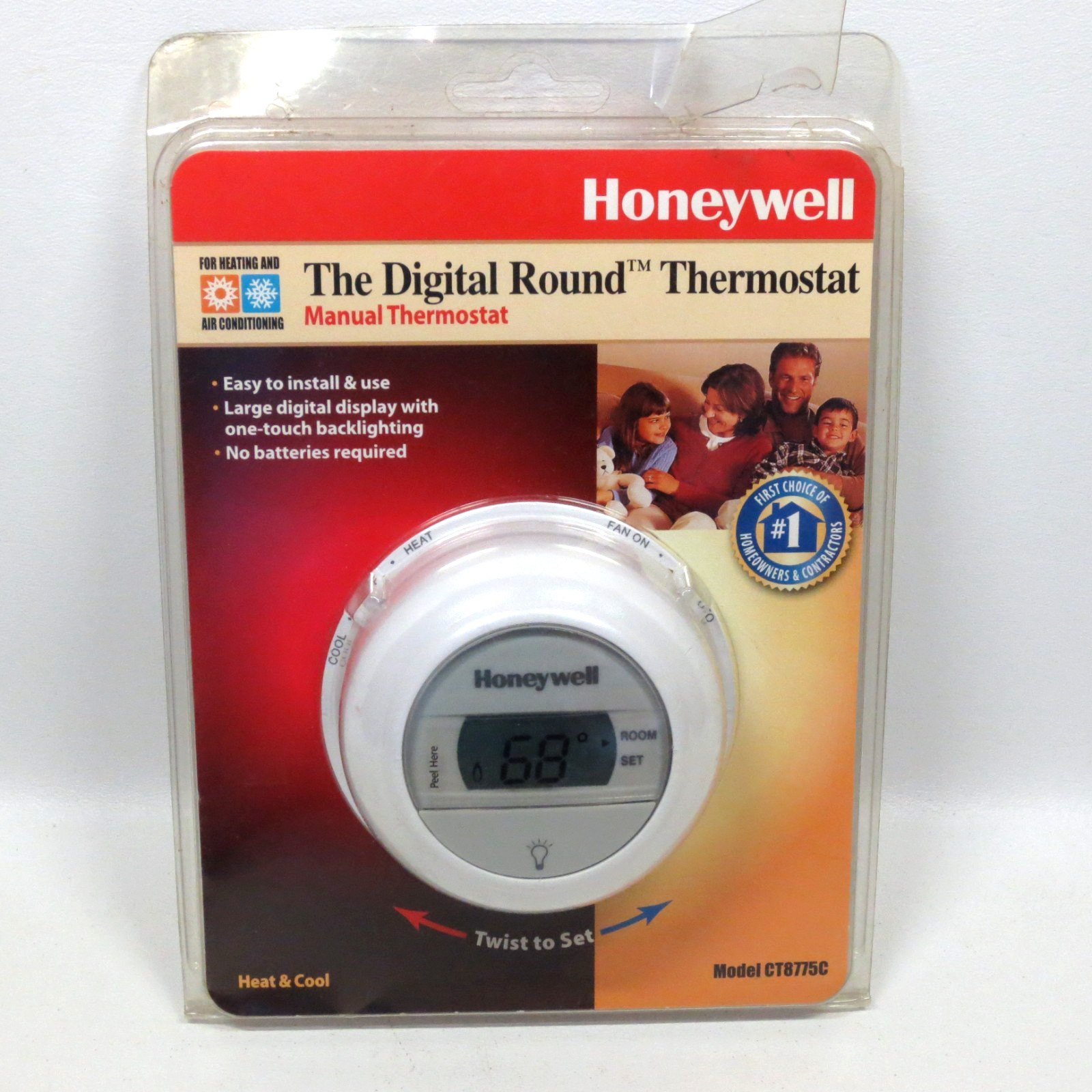 Honeywell Digital Round Thermostat CT8775C Heat & Cool - SEALED - gallery