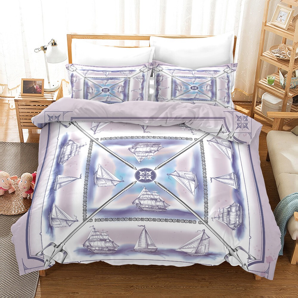 3D Sailboat Harpoon Pattern Quilt Cover Set Bedding Sets Pillowcases 64