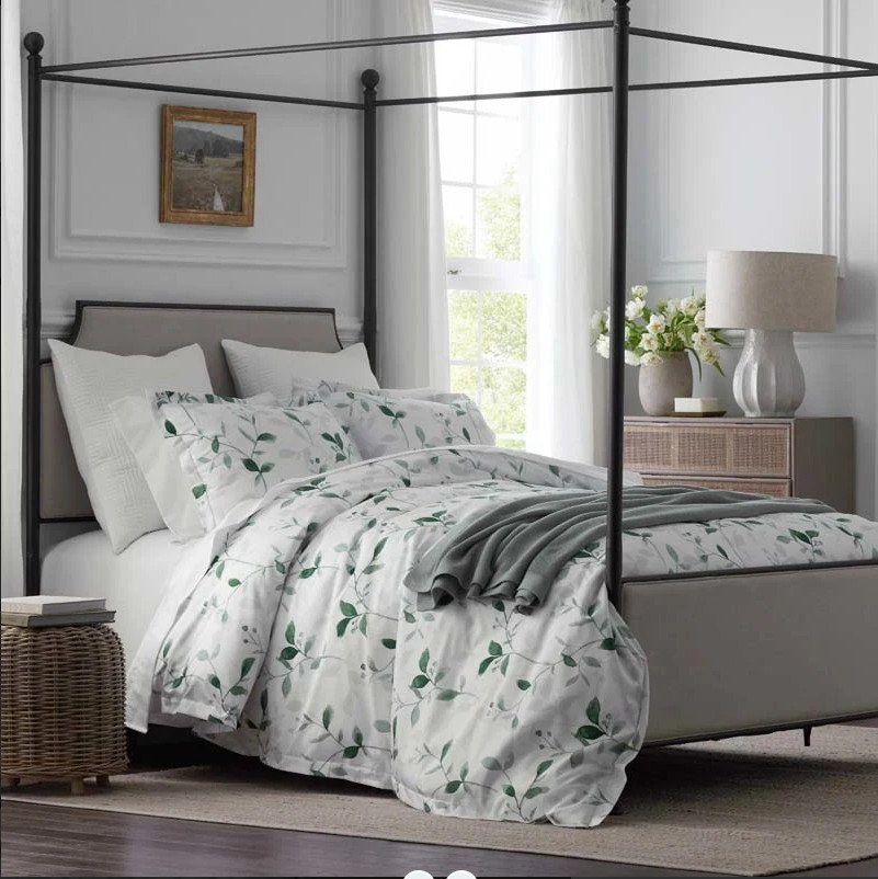 Botanic Meadow Wrinkle-Free Sateen Bed Sheet Set Twin Evergreen gallery