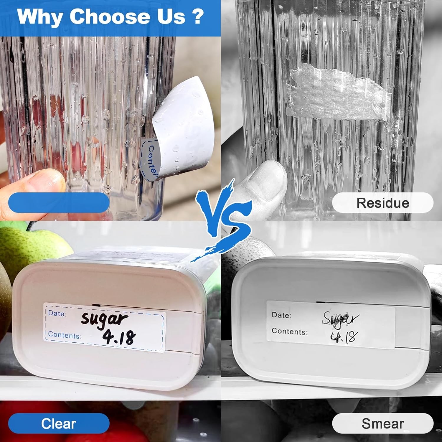 1000 Pcs Removable Freezer Labels for Food Containers 1 x 3, Risepekt Waterproof gallery