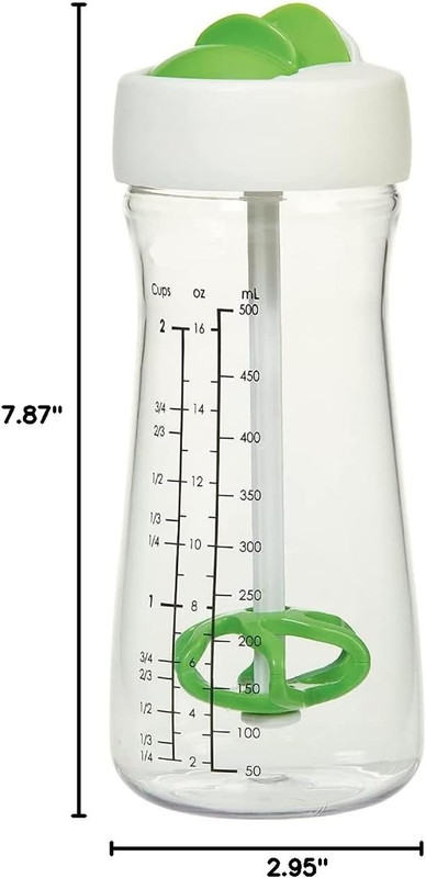 Salad Dressing Shaker Container, Dripless Pour, Leak-Free, Soft Grip, BPA Free, gallery