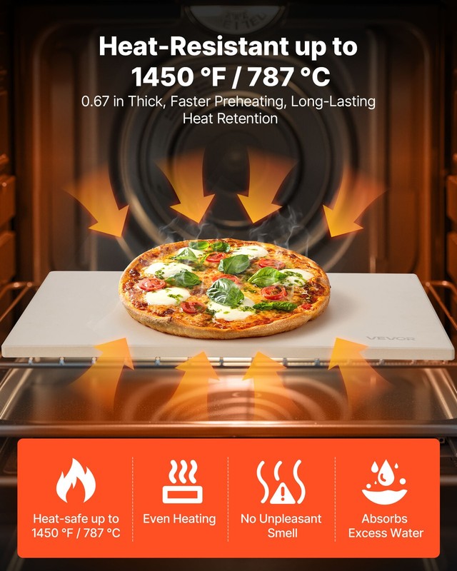 VEVOR Pizza Stone 20 x 14 in Rectangular Baking Stone for Oven & BBQ Grilling gallery