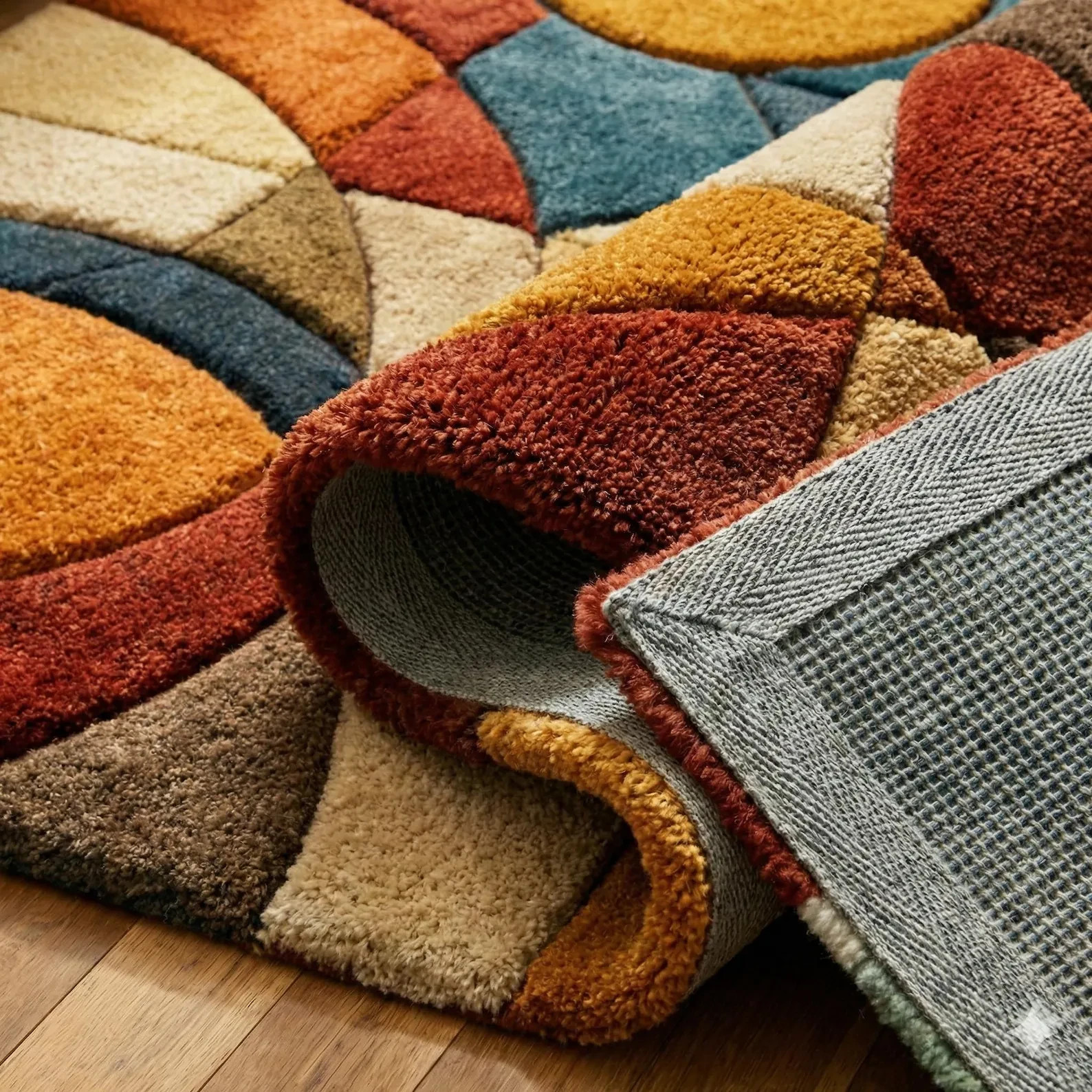 Mid Century Abstract Hand Tufted Rug for Living Room, Timeless Geometric Carpet. gallery