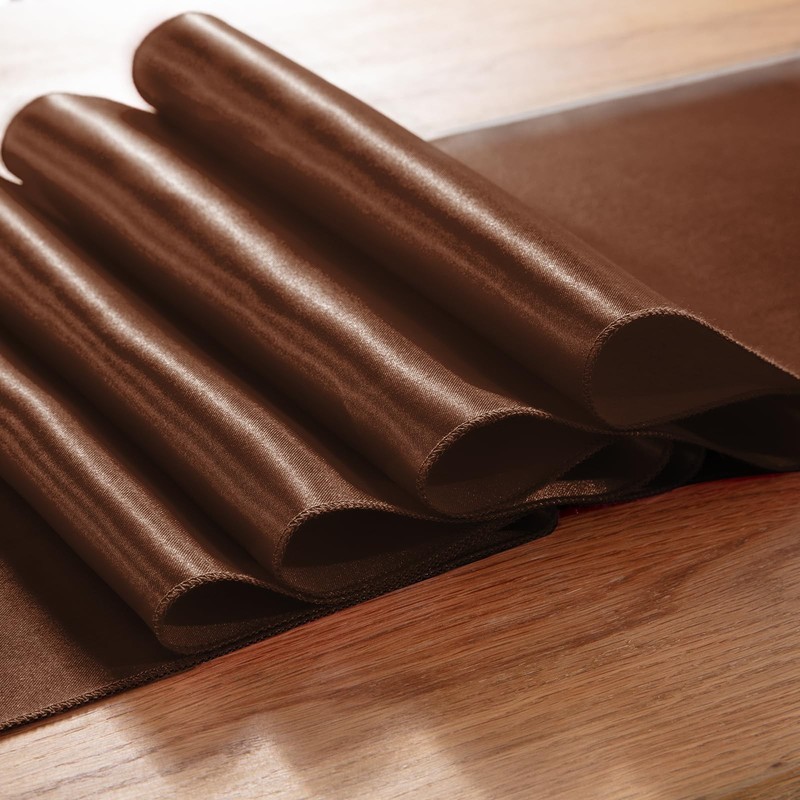 10 Pack Chocolate Brown Satin Table Runners 12x108 Inch Bright Silk Decor gallery