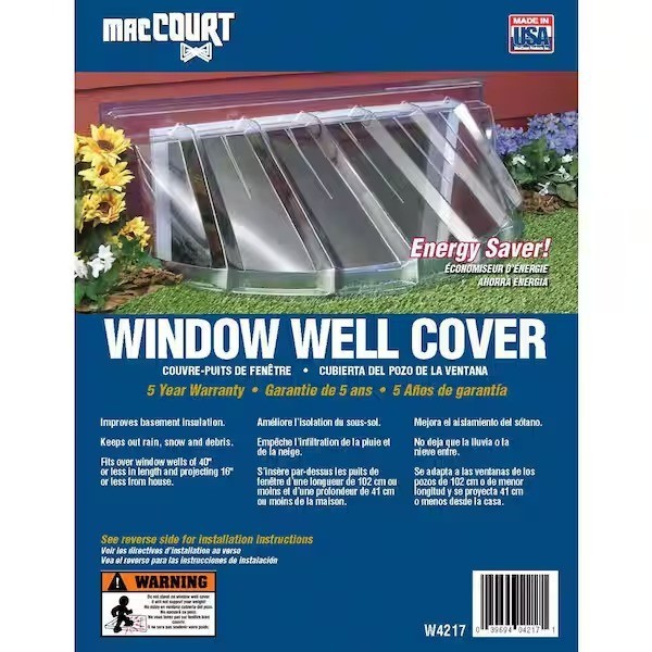 Polyethylene Bubble Window Well Cover 42 x 15 in Lightweight Reversible Clear gallery