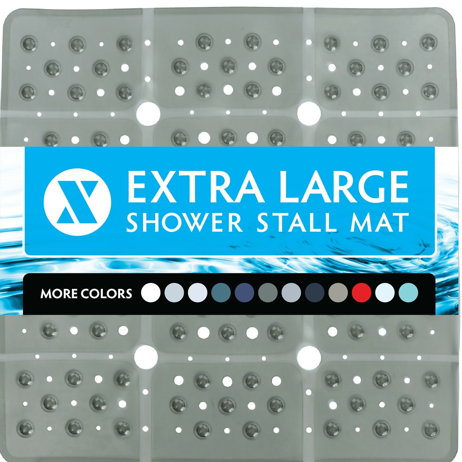 65% MORE COVERAGE! 27 Inch Extra Large Square Anti-Slip Shower Safety Mat gallery