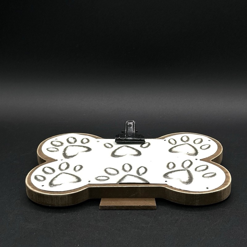 Hobby Lobby Dog Bone Paw Print Photo Clip Holder Wood Easel Stand 5 X 7 Inches gallery