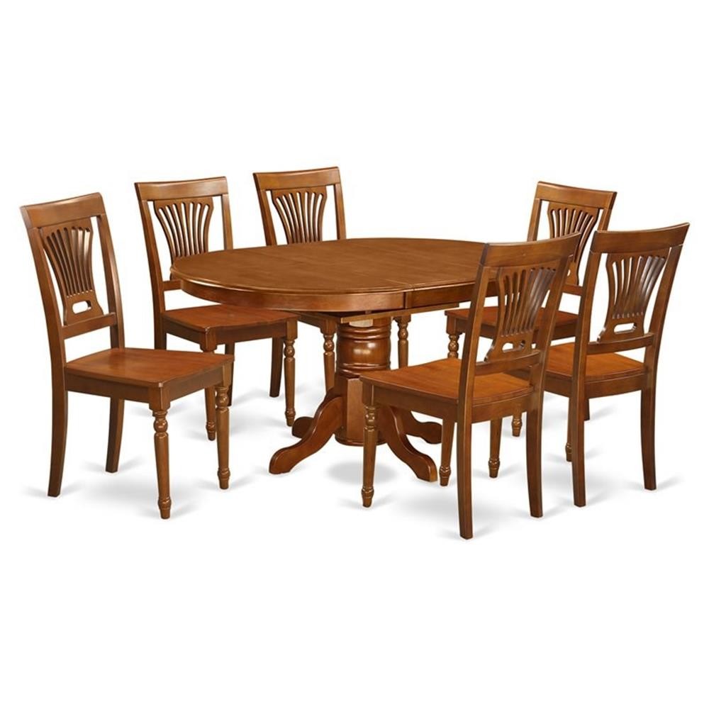 Pemberly Row 7-piece Wood Dining Table and Chair Set in Saddle Brown gallery