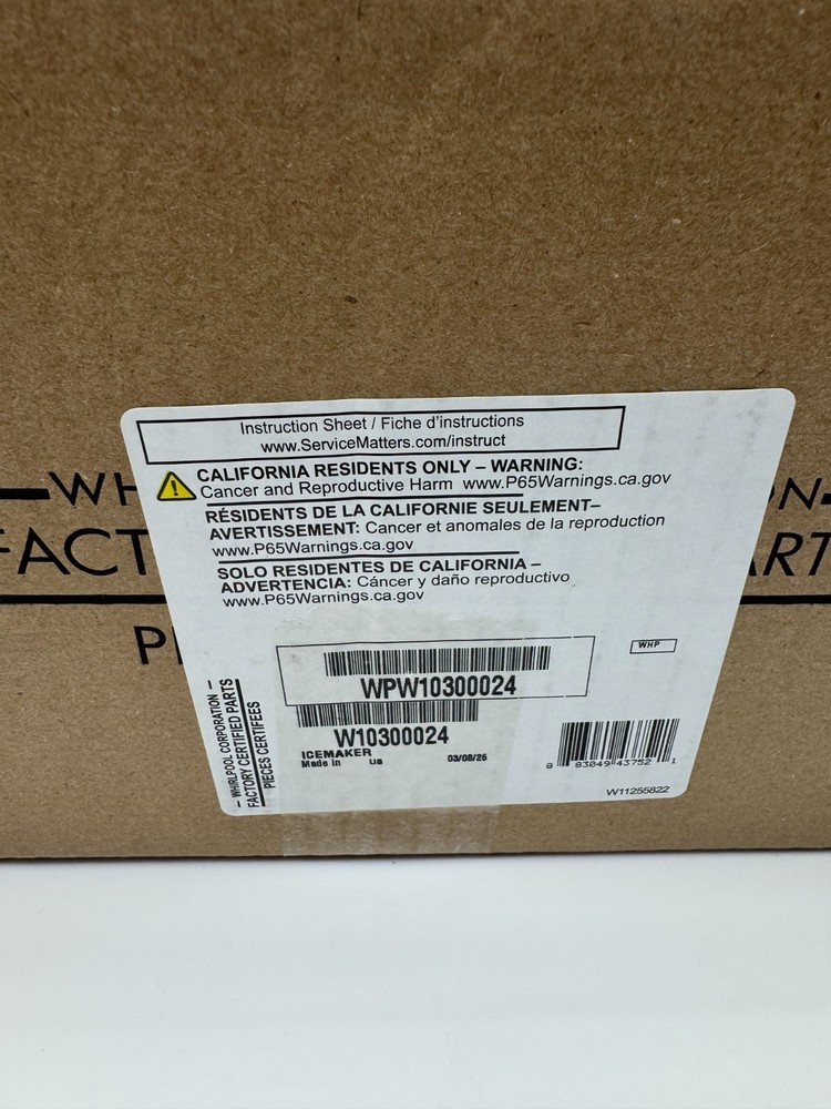 Whirlpool Refrigerator Ice Maker Assembly #W10300024 *BRAND NEW OEM*