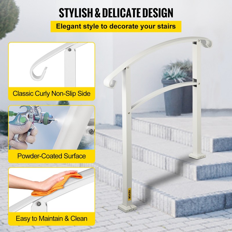 Transitional Handrail Fits 3 Steps Matte White gallery