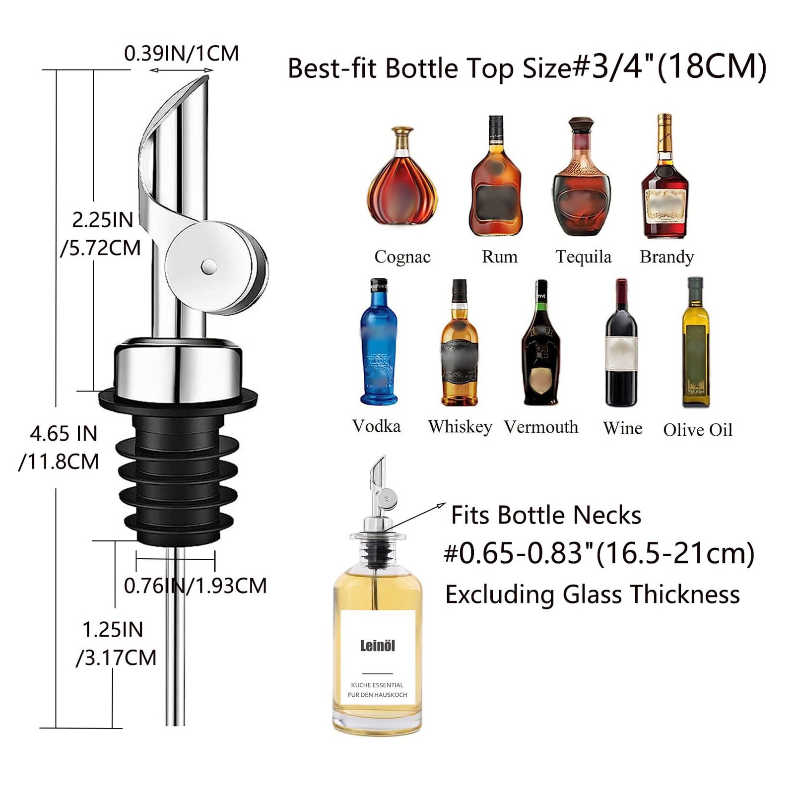 Liquor Pour Spout Silver, 2 Pack Auto Flip Dispenser, Home Bar Tools gallery