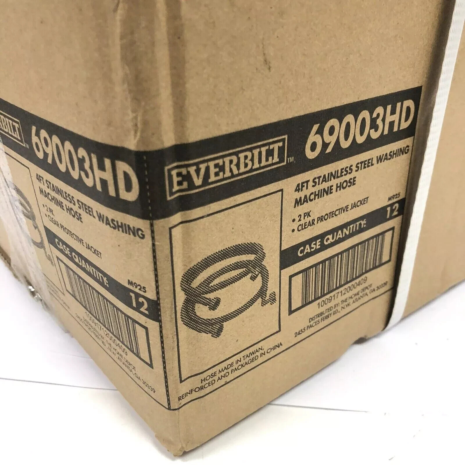 12) Pair, 24 Total. Everbilt. 4' Stainless Washing Machine Hose 90° Brass End. gallery