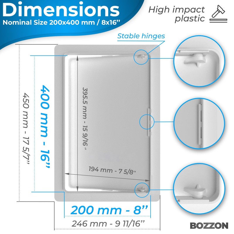 Access Panel for Drywall - 8x16 inch - Wall Hole Cover - 8 x 16, White gallery