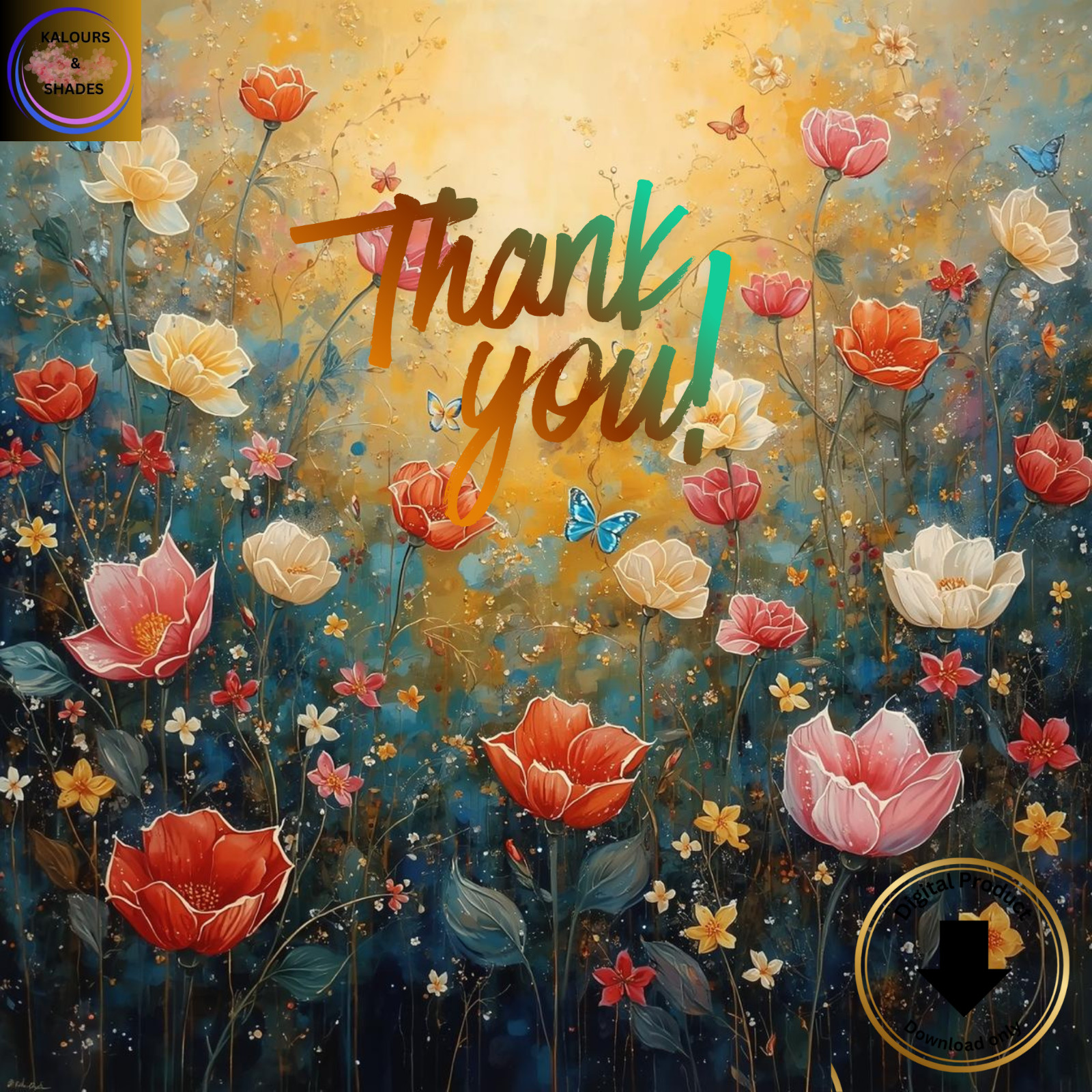 Flowers Thank You Card Digital gallery