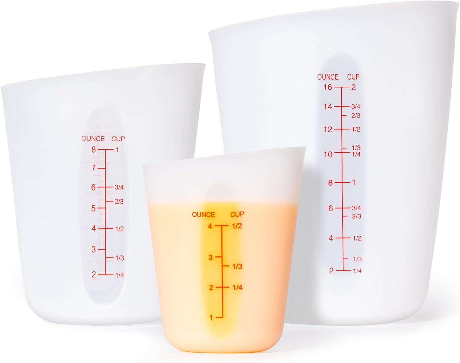 Upgraded 3 Piece Silicone Measuring Cup Sets Squeeze & Pour Liquid Measuring Cup gallery