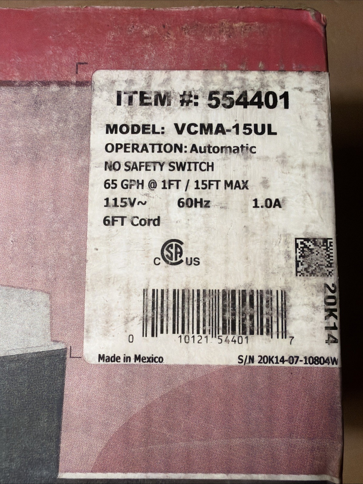 Little Giant VCMA-15UL 115V Automatic Condensate Removal Pump gallery