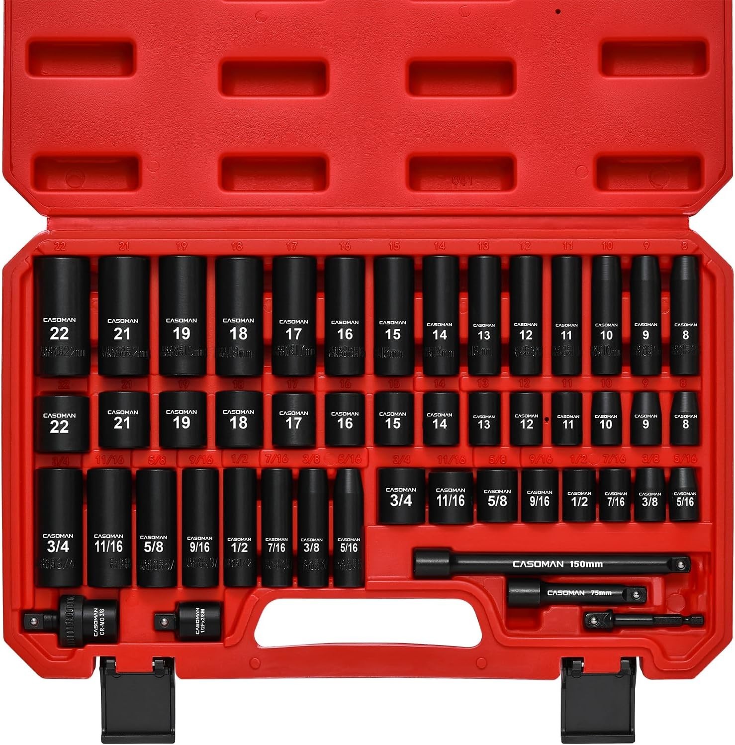 3/8 In. 49 Piece 6 Point Impact Socket Ratchet Drive and Metric Set gallery
