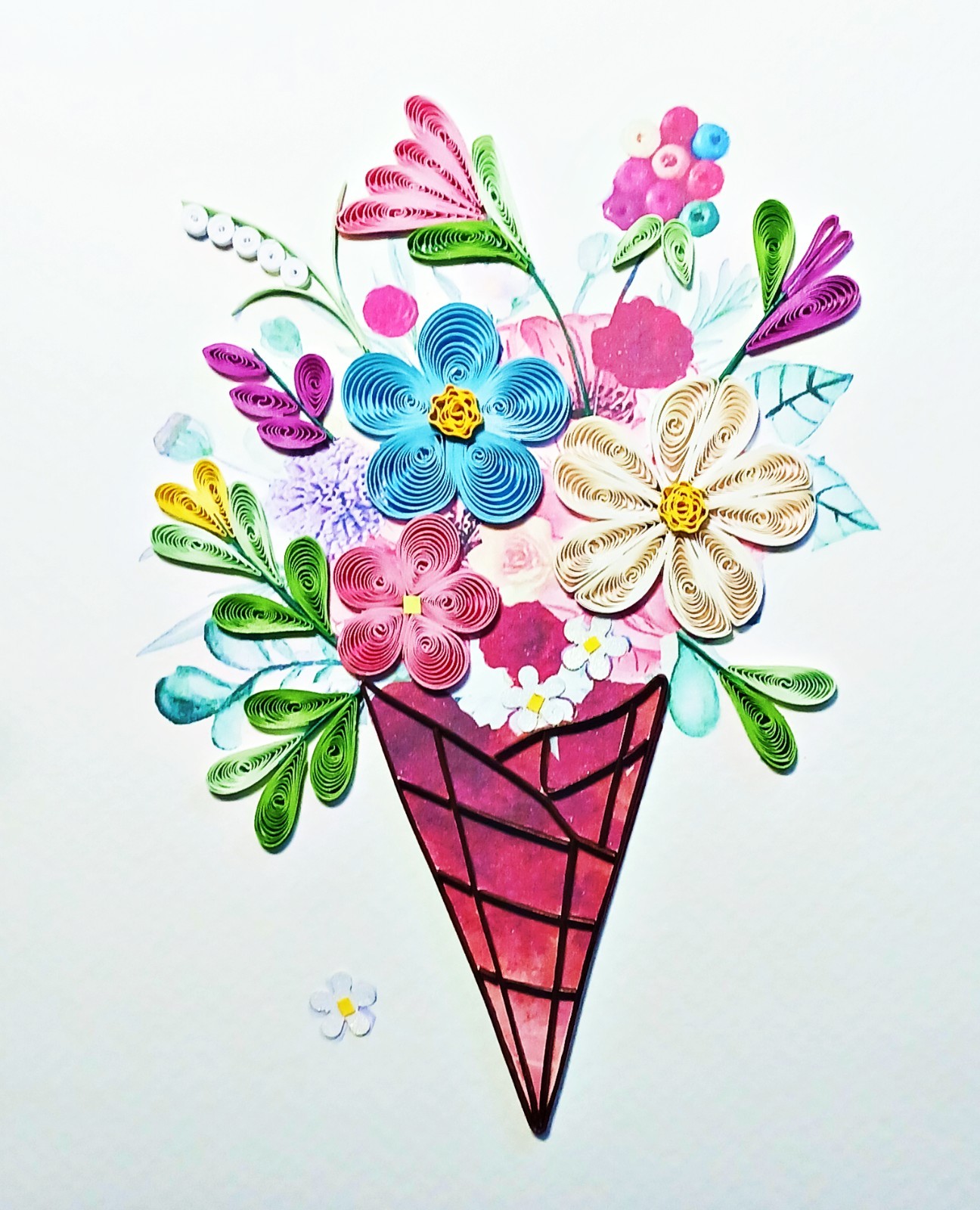 Mixed Flower Quilling Greeting Card for birthday , Thank you , all occasions gallery