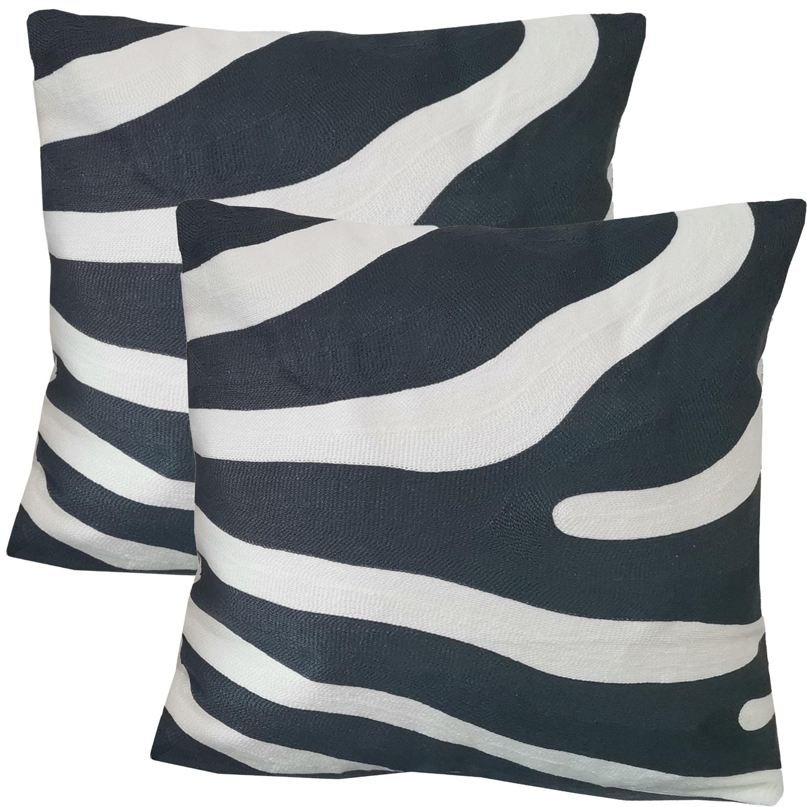 2PCS Pack Decorative Pillowcase Zebra Animal Stripe Dark Gray Black and White... gallery