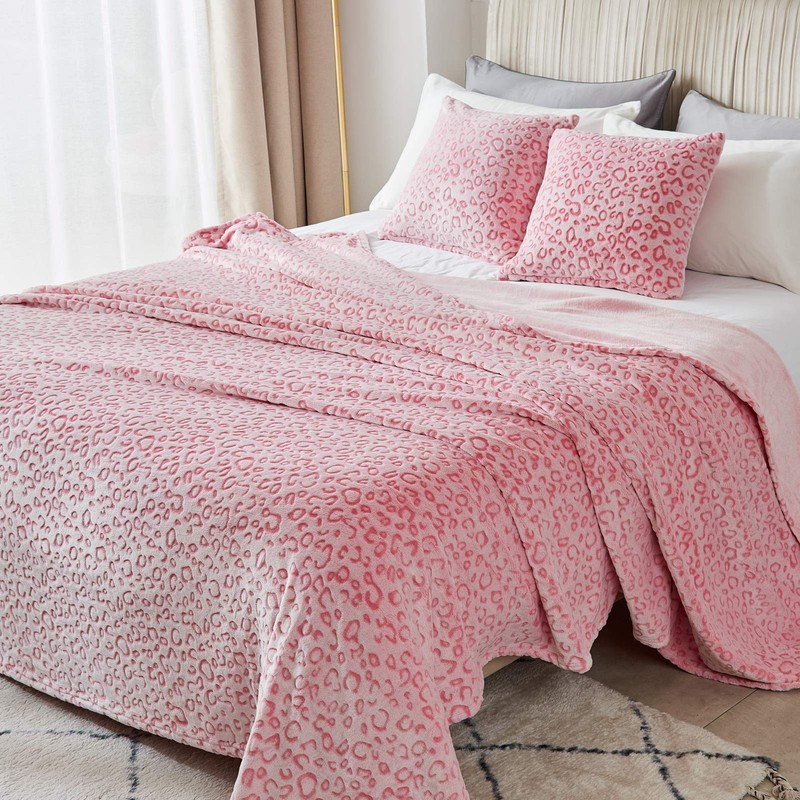 Leopard Print Throw Blanket, 60X80, Pink, Flannel Fleece, Soft, Lightweight gallery