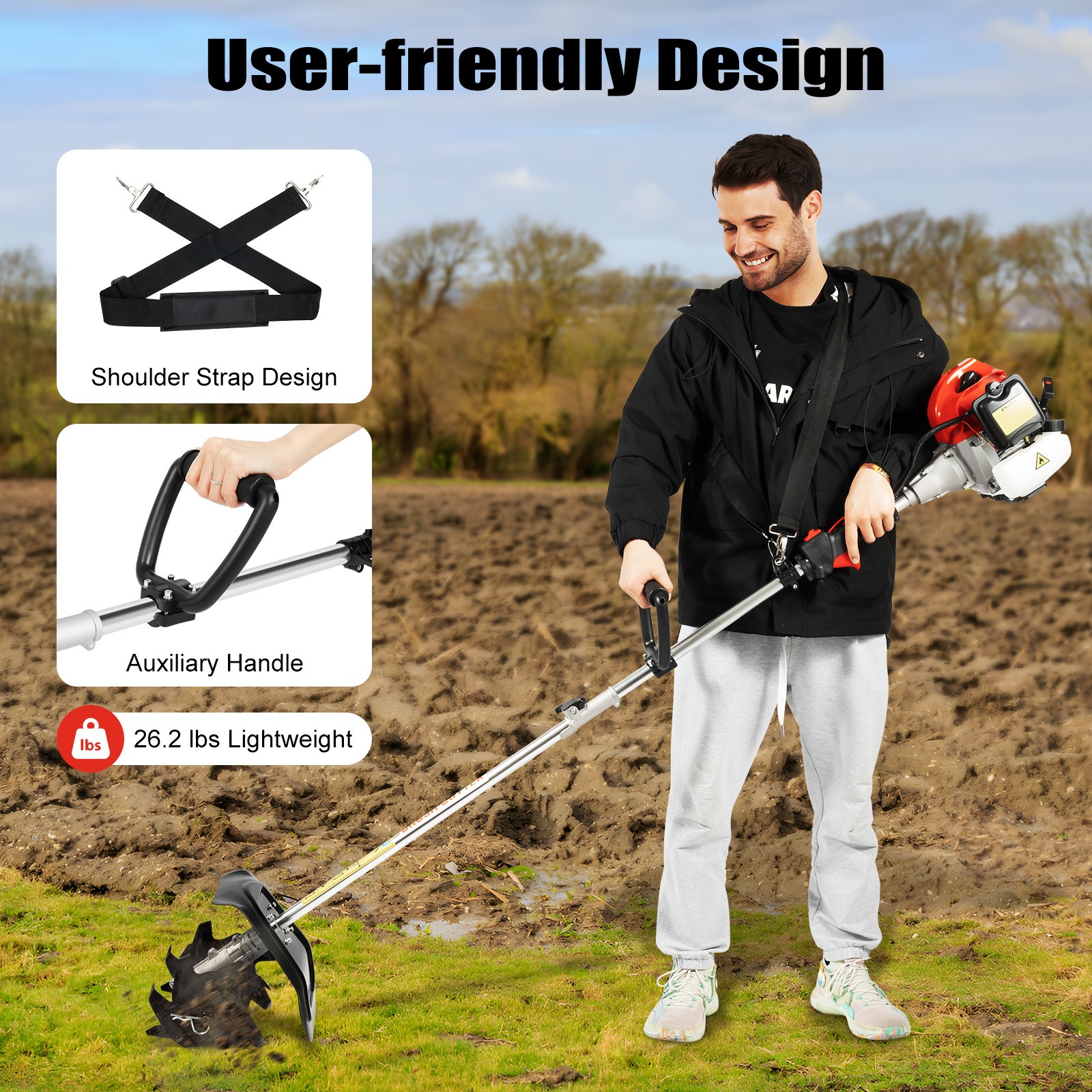 Hand-held Tiller Cultivator Mini Weeding Tilling 2Stroke 51.7cc Gas Power Engine gallery
