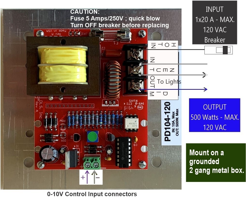 PD104-AN10-120 ; 0-10V dimmer Module, Triac, LED 500W 120V UL listed Made in USA gallery