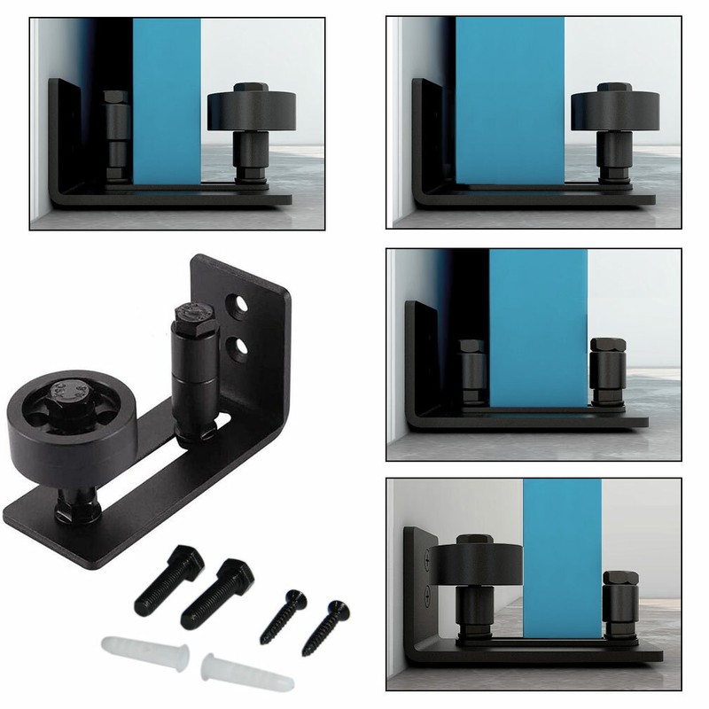 8 in 1 Adjustable Floor Guide Wall Mount Roller Wheel for Sliding Barn Door Kit gallery