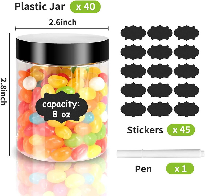 40 Pack Plastic Jars with Lids Gencywe 8 Oz Clear Slime Cosmetics Containers.. gallery