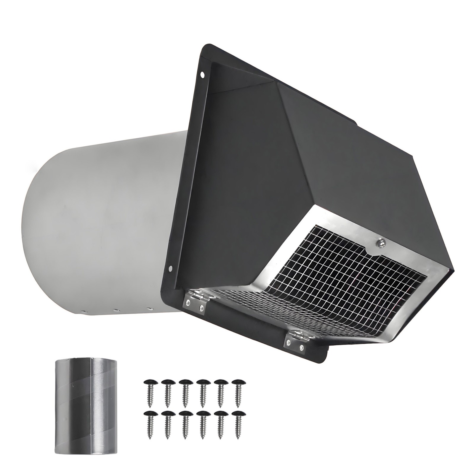 6 Inch Hooded Wall Vent with Screen and Damper,6 Inch Exhaust Vent Cover Cap for gallery