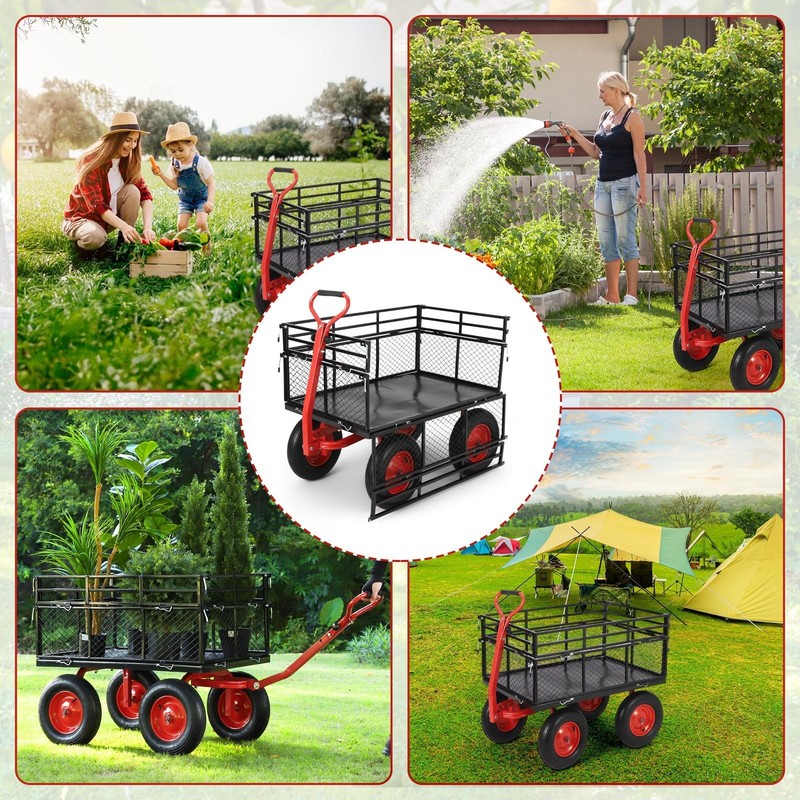 Heavy Duty Pullable Garden Utility Wagon Yard Cart 1400 lbs w/10" Tires for Lawn gallery
