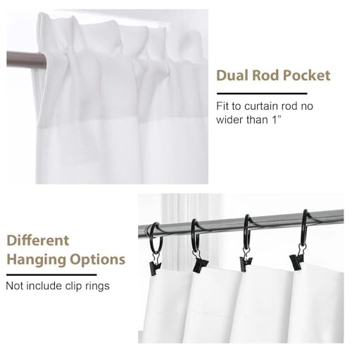 White Valance for Windows - Solid Light 60"W x 14"L (Pack of 1) Pure White gallery