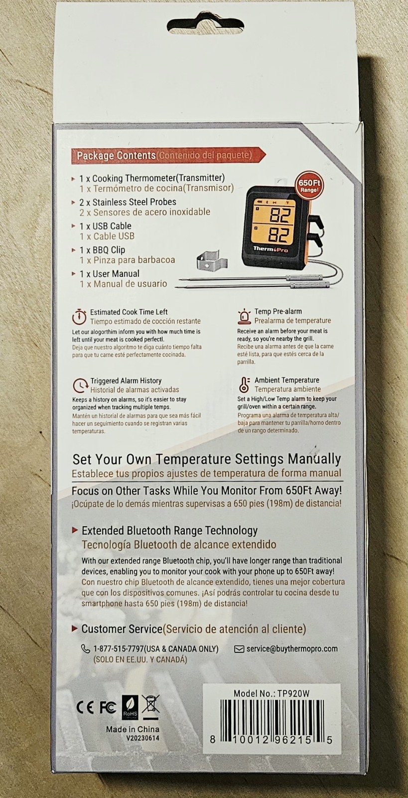ThermoPro TP25 Bluetooth Wireless Meat Thermometer 2 Probes LCD Backlight 500FT gallery