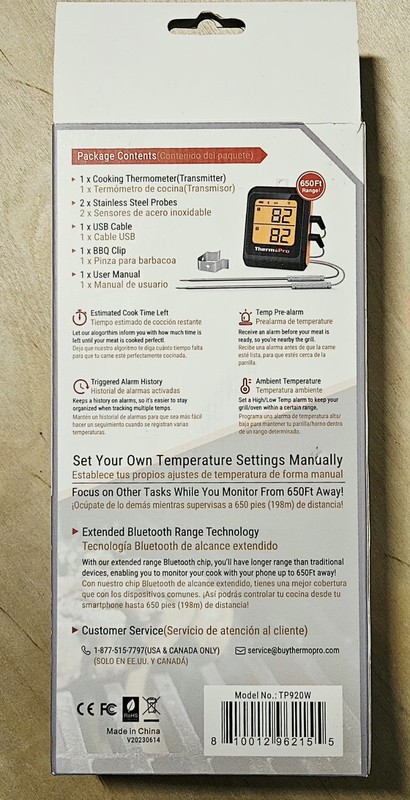 ThermoPro TP25 Bluetooth Wireless Meat Thermometer 2 Probes LCD Backlight 500FT gallery