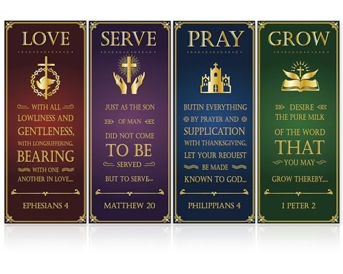4Pcs Church Banners with Scripture for Sanctuary Wall Worship Classical gallery