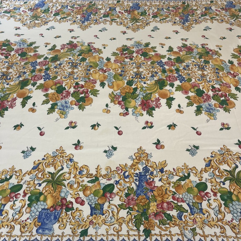 Renaissance-style Rectangular TABLECLOTH SCROLL & FRUITS 60x 78” gallery