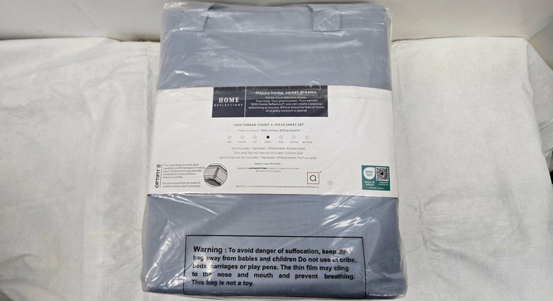 Home Reflections 1000 Thread Count Cotton Blend Sheet Set Queen Periwinkle Blue gallery