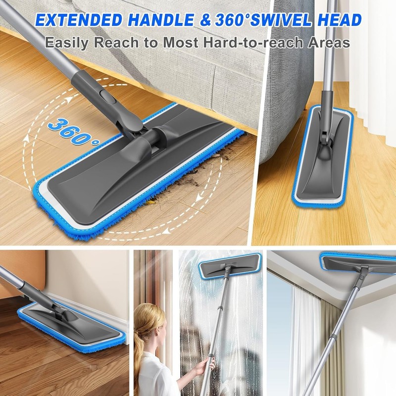 Multi-Purpose Microfiber Mop with Spin Head & Washable Pads - Great for Homes gallery